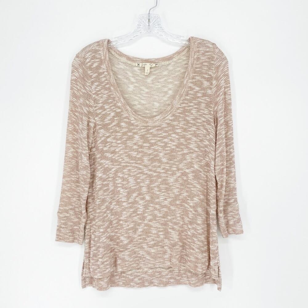 Loft X Joie Metallic Blush Knit V-Neck Top Size Small